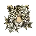 leopard print with roses  tattoo design idea