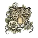 leopard print with roses  tattoo design idea