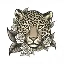 leopard print with roses  tattoo design idea