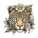 leopard print with roses  tattoo design idea
