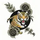 Korean tiger national flower intertwined tattoo design idea