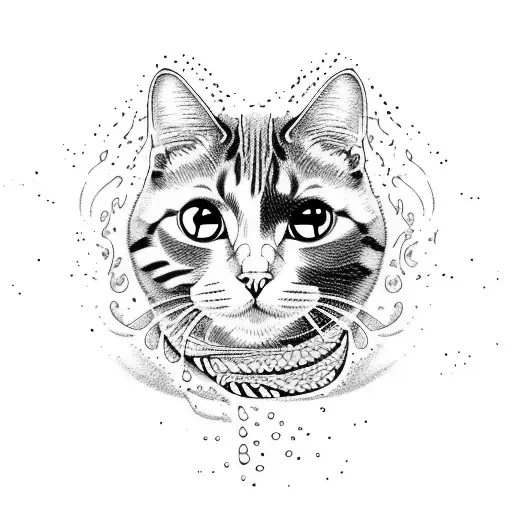 A cat diving into a pool of water, creating colorful ripples with each splash tattoo design idea