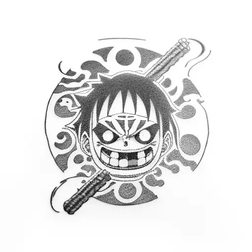 Luffy gear 5 and Itachi Uchiha team-up tattoo design idea
