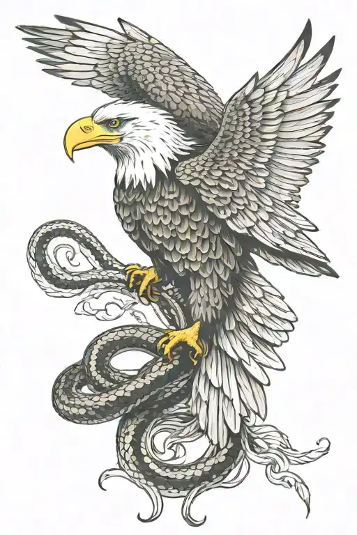 eagle with snake tattoo design idea