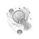 jellyfish mixed with space  tattoo design idea