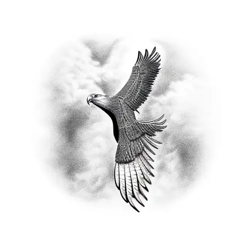 detailed black and grey of a soaring eagle tattoo design idea