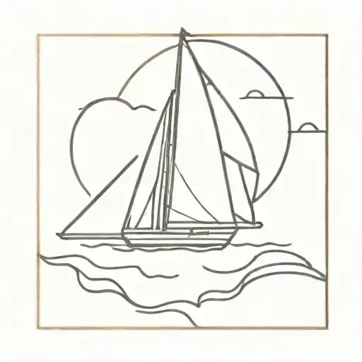 boat sailing towards tattoo design idea
