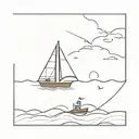 boat sailing towards tattoo design idea