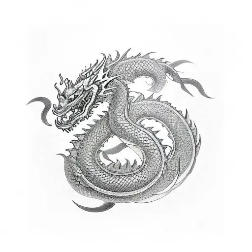A dragon in a traditional Japanese dragon style, with intricate patterns and scales tattoo design idea