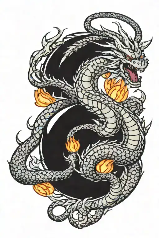 Dragon ball z Shenron protecting a fiery orb symbolizing power tattoo design idea