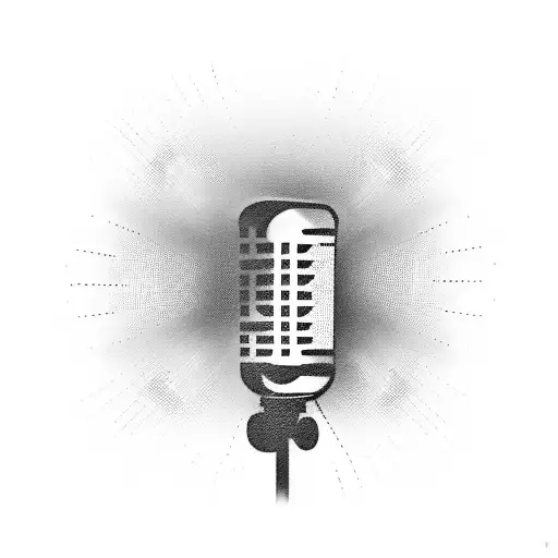 A microphone with sound waves forming the lyrics of an Eminem song tattoo design idea