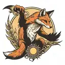Fox with sun in hands reaching towards the sky grabbing tattoo design idea