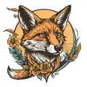 Fox with sun in hands reaching towards the sky grabbing tattoo design idea