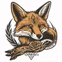 Fox with sun in hands reaching towards the sky grabbing tattoo design idea