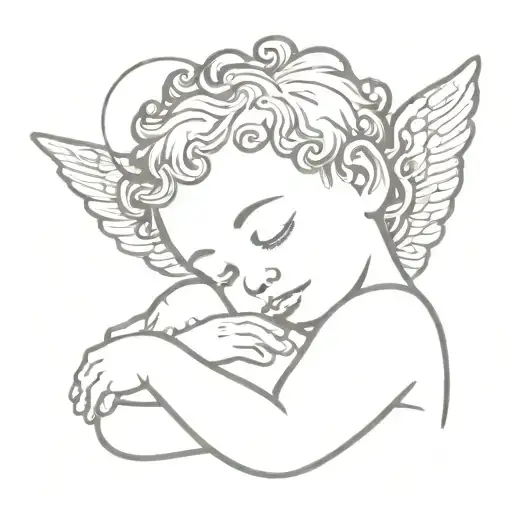 African American Renaissance cherub sleeping  tattoo design idea