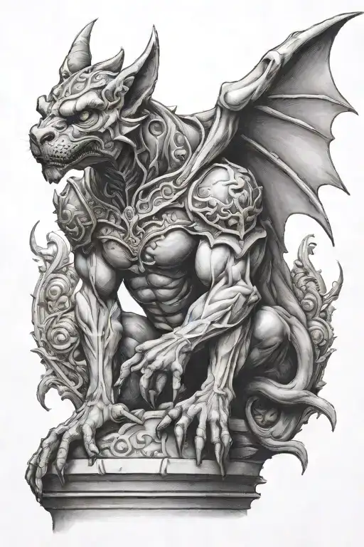 gargoyle protector tattoo design idea