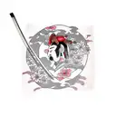 Samurai cherry blossom tattoo design idea