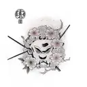 Samurai cherry blossom tattoo design idea