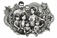 family posing for a picture tattoo design idea