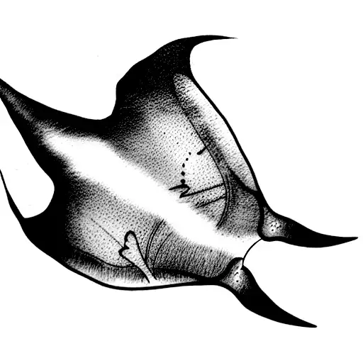 Manta Ray with remora on the back tattoo design idea