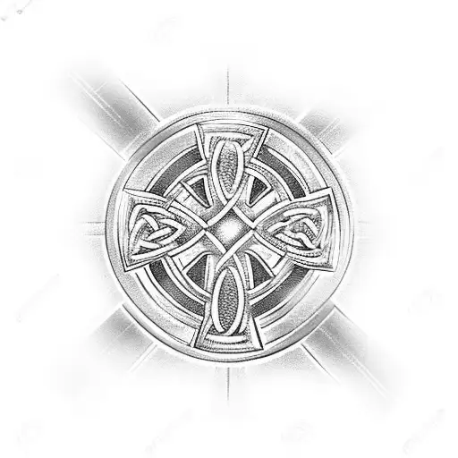 celtic cross with the number 2 and 7 engraved  tattoo design idea