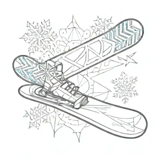 snowboard board and snowflake tattoo design idea