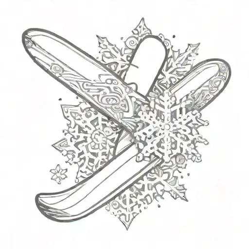 snowboard board and snowflake tattoo design idea