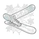 snowboard board and snowflake tattoo design idea