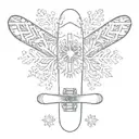 snowboard board and snowflake tattoo design idea