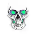 right arm sleeve with scull at base and Christian cross in eye going up to bright reef with aquatic animals  tattoo design idea