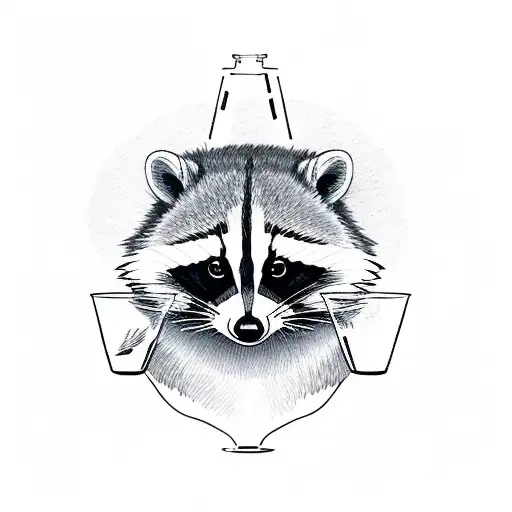 raccoon in lab coat holding beakers tattoo design idea
