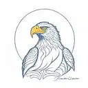 eagle,dark blue and T tattoo design idea