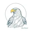 eagle,dark blue and T tattoo design idea