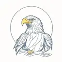 eagle,dark blue and T tattoo design idea