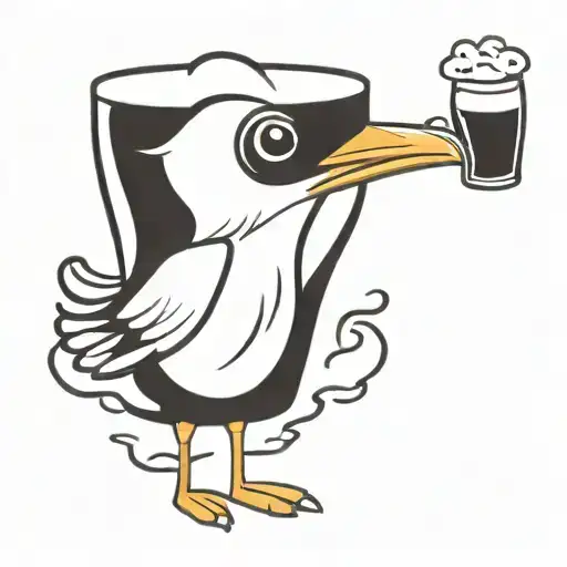 seagull drinking guinness tattoo design idea