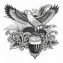 seagull drinking guinness tattoo design idea