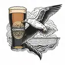 seagull drinking guinness tattoo design idea