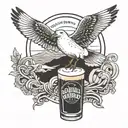 seagull drinking guinness tattoo design idea