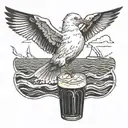 seagull drinking guinness tattoo design idea
