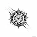 rose clock sun tattoo design idea