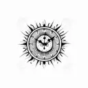 rose clock sun tattoo design idea