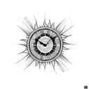 rose clock sun tattoo design idea