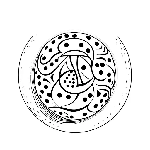 A minimalist tattoo of a golf ball with orca markings tattoo design idea