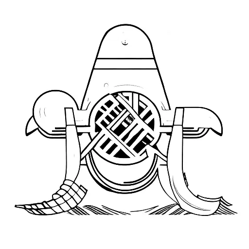 A minimalist tattoo of a dumbbell with an orca tail tattoo design idea