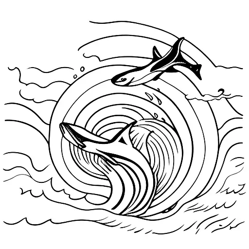 An orca diving into a wave, showcasing the grace and power of these magnificent creatures tattoo design idea