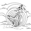 An orca diving into a wave, showcasing the grace and power of these magnificent creatures tattoo design idea