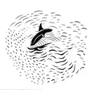 An orca diving into a wave, showcasing the grace and power of these magnificent creatures tattoo design idea