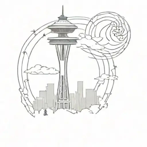 Seattle space needle intertwined tattoo design idea