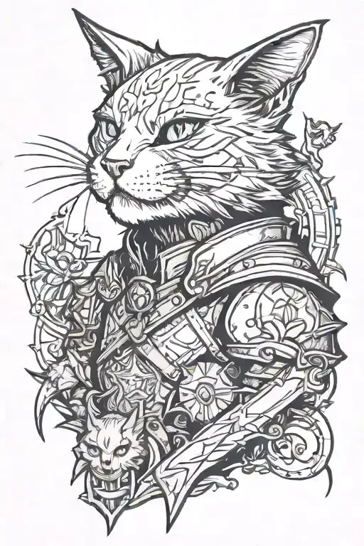 cat Witcher tattoo design idea