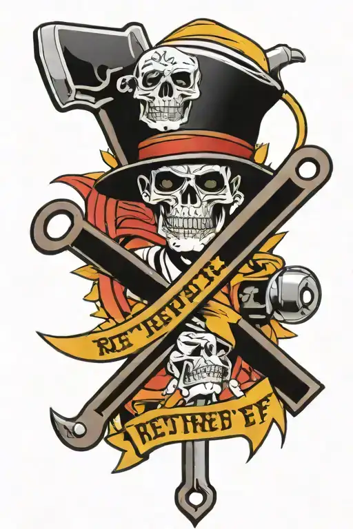 mole wrench and flat head screwdriver crossed over each with a banner saying "Retired Car Theif"  tattoo design idea